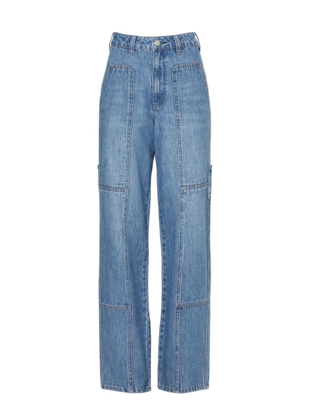 Blank NYC - Medium Blue Straight Leg Cargo Jeans